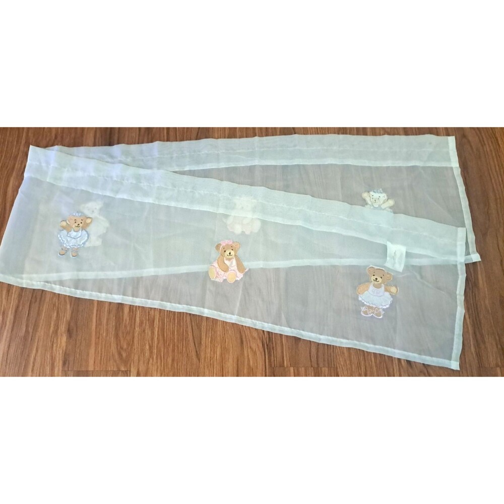 Girl Teddy Bear Valance Sheer White Kids Bedroom Princess 90x14